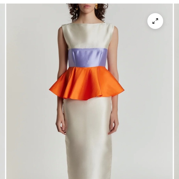 Destree Dresses & Skirts - Destree Cream and Orange Peplum Ruffled Midi Cocktail Dress. Style name: Cy